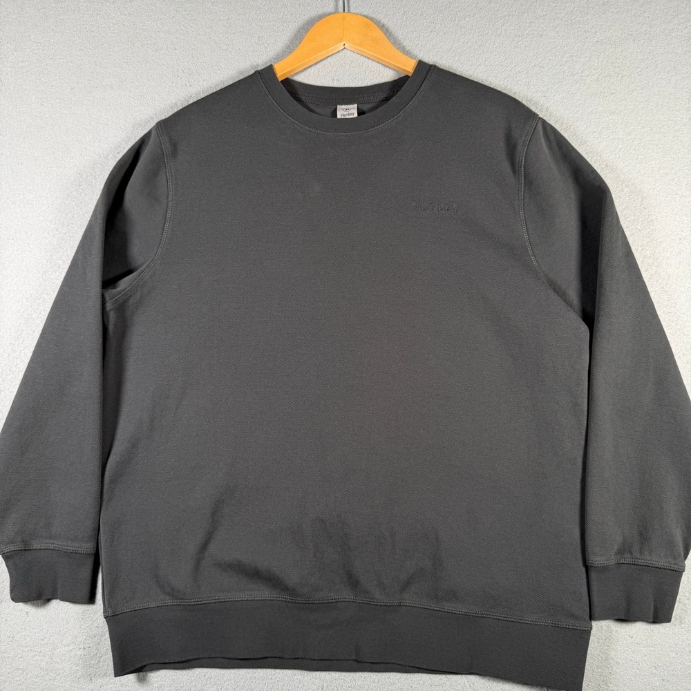 Hurley Mens Crewneck Sweatshirt Dark Gray Tonal Logo HMS25-18360 Size L